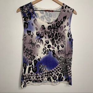 Red by BKE Purple Abstract Leopard Print Blouse